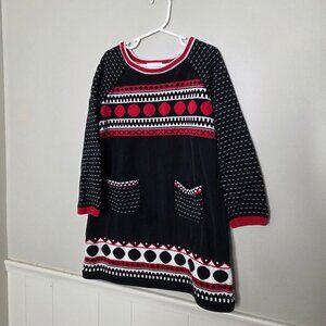 HANNA ANDERSSON Black Red Polka Dot Knit Sweater Dress